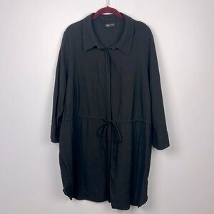 City Chic Large/20 plus size black drawstring waist button down shirt dress